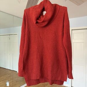 Hippie Rose Burnt Orange Cowl Neck Sweater